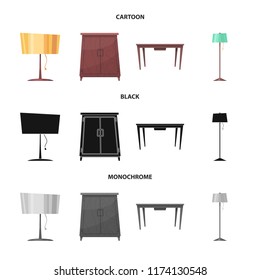Vector design of furniture and apartment icon. Set of furniture and home stock vector illustration.