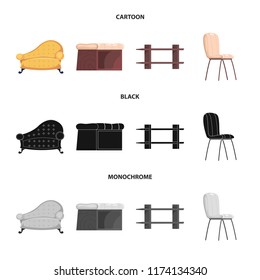 Vector design of furniture and apartment icon. Set of furniture and home stock symbol for web.