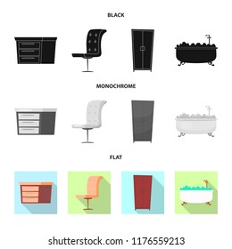 Vector design of furniture and apartment icon. Collection of furniture and home vector icon for stock.