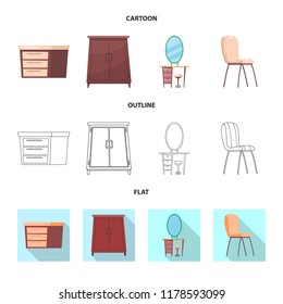 Vector design of furniture and apartment icon. Set of furniture and home stock vector illustration.