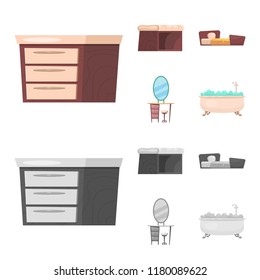 Vector design of furniture and apartment icon. Collection of furniture and home stock vector illustration.