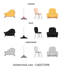 Vector design of furniture and apartment icon. Set of furniture and home stock vector illustration.