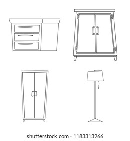 Vector design of furniture and apartment icon. Set of furniture and home stock vector illustration.