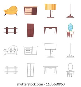 Vector design of furniture and apartment icon. Set of furniture and home stock symbol for web.