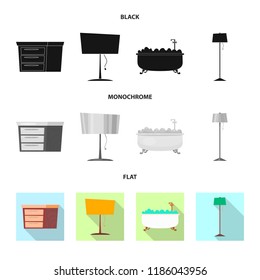 Vector design of furniture and apartment icon. Set of furniture and home stock vector illustration.