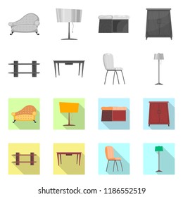 Vector design of furniture and apartment icon. Collection of furniture and home stock vector illustration.