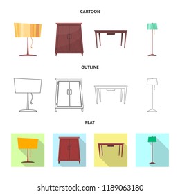 Vector design of furniture and apartment icon. Collection of furniture and home stock vector illustration.