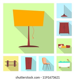 Vector design of furniture and apartment icon. Collection of furniture and home stock vector illustration.