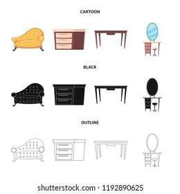 Vector design of furniture and apartment icon. Set of furniture and home stock symbol for web.