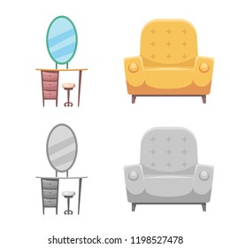 Vector design of furniture and apartment icon. Set of furniture and home stock vector illustration.