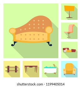 Vector design of furniture and apartment icon. Collection of furniture and home vector icon for stock.