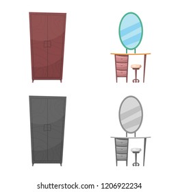 Vector design of furniture and apartment icon. Set of furniture and home vector icon for stock.