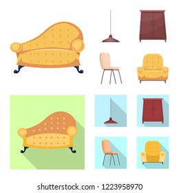 Vector design of furniture and apartment icon. Collection of furniture and home stock vector illustration.