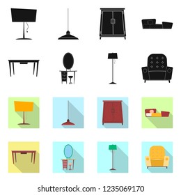 Vector design of furniture and apartment icon. Collection of furniture and home stock vector illustration.