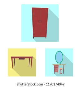 Vector design of furniture and apartment logo. Collection of furniture and home stock symbol for web.