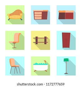 Vector design of furniture and apartment logo. Set of furniture and home vector icon for stock.