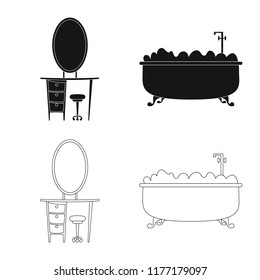 Vector design of furniture and apartment logo. Set of furniture and home stock symbol for web.