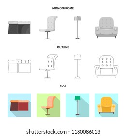 Vector design of furniture and apartment logo. Set of furniture and home stock vector illustration.
