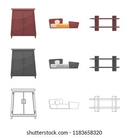Vector design of furniture and apartment logo. Collection of furniture and home stock symbol for web.