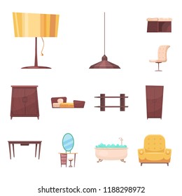 Vector design of furniture and apartment logo. Set of furniture and home vector icon for stock.