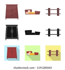 Vector design of furniture and apartment logo. Set of furniture and home stock vector illustration.