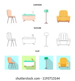 Vector design of furniture and apartment logo. Set of furniture and home vector icon for stock.