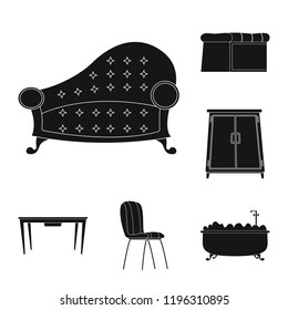 Vector design of furniture and apartment logo. Set of furniture and home stock vector illustration.