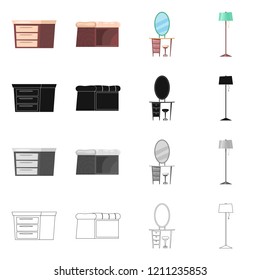 Vector design of furniture and apartment logo. Set of furniture and home stock vector illustration.