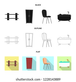 Vector design of furniture and apartment logo. Collection of furniture and home vector icon for stock.