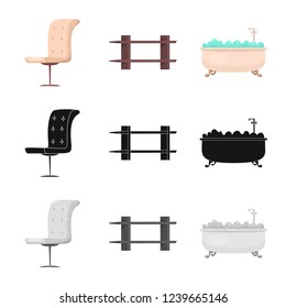 Vector design of furniture and apartment logo. Set of furniture and home stock symbol for web.