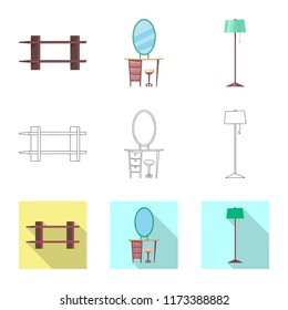 Vector design of furniture and apartment sign. Set of furniture and home stock vector illustration.