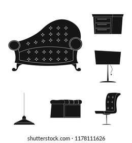 Vector design of furniture and apartment sign. Set of furniture and home vector icon for stock.