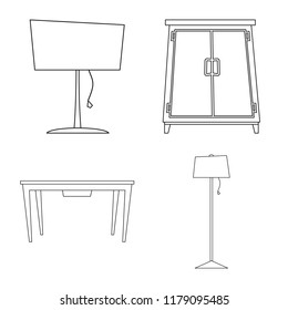 Vector design of furniture and apartment sign. Collection of furniture and home stock symbol for web.