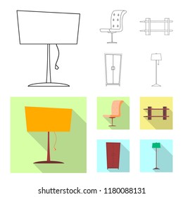 Vector design of furniture and apartment sign. Collection of furniture and home stock vector illustration.