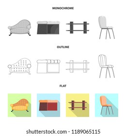 Vector design of furniture and apartment sign. Collection of furniture and home vector icon for stock.