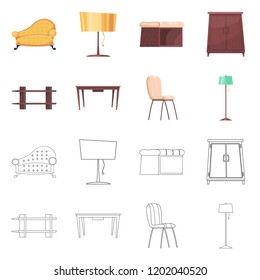 Vector design of furniture and apartment sign. Collection of furniture and home vector icon for stock.