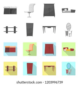 Vector design of furniture and apartment sign. Collection of furniture and home stock symbol for web.