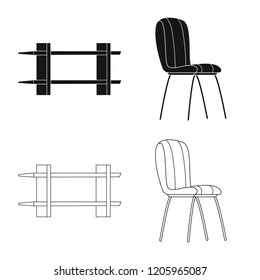 Vector design of furniture and apartment sign. Set of furniture and home stock symbol for web.