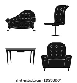 Vector design of furniture and apartment sign. Set of furniture and home stock vector illustration.