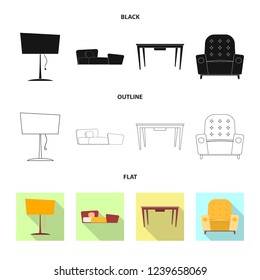 Vector design of furniture and apartment sign. Set of furniture and home vector icon for stock.