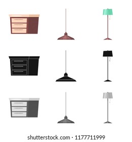 Vector design of furniture and apartment symbol. Set of furniture and home vector icon for stock.