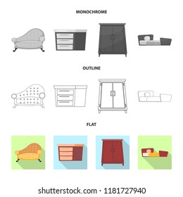 Vector design of furniture and apartment symbol. Set of furniture and home stock vector illustration.