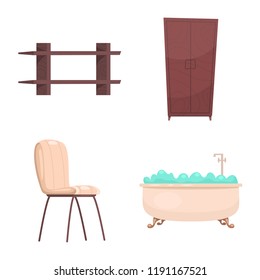 Vector design of furniture and apartment symbol. Set of furniture and home stock vector illustration.