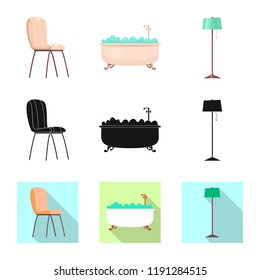 Vector design of furniture and apartment symbol. Set of furniture and home stock symbol for web.