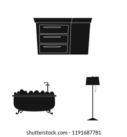 Vector design of furniture and apartment symbol. Set of furniture and home stock symbol for web.