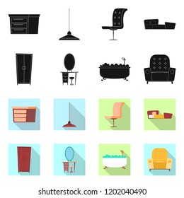 Vector design of furniture and apartment symbol. Collection of furniture and home stock vector illustration.