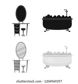 Vector design of furniture and apartment symbol. Collection of furniture and home stock symbol for web.