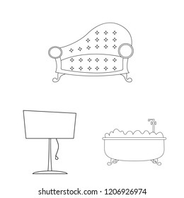 Vector design of furniture and apartment symbol. Collection of furniture and home vector icon for stock.