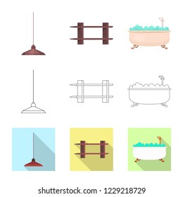 Vector design of furniture and apartment symbol. Collection of furniture and home stock symbol for web.