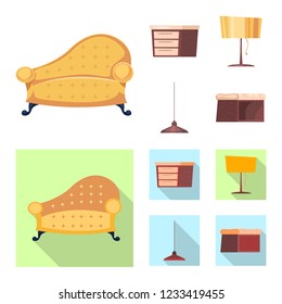 Vector design of furniture and apartment symbol. Collection of furniture and home vector icon for stock.